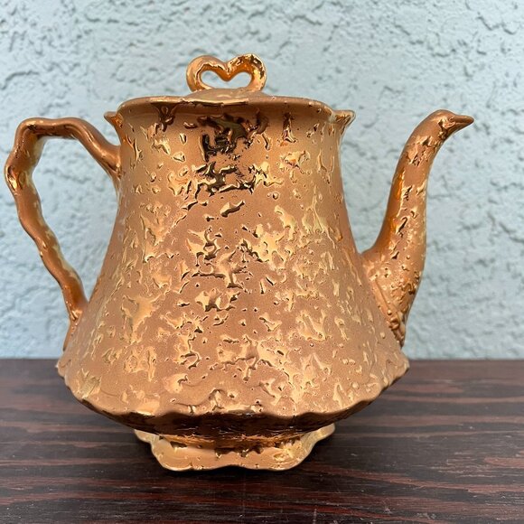 * MINT* Vintage Holley Ross Weeping 22K Gold Tea Set: Teapot, Creamer & Sugar - Picture 5 of 16